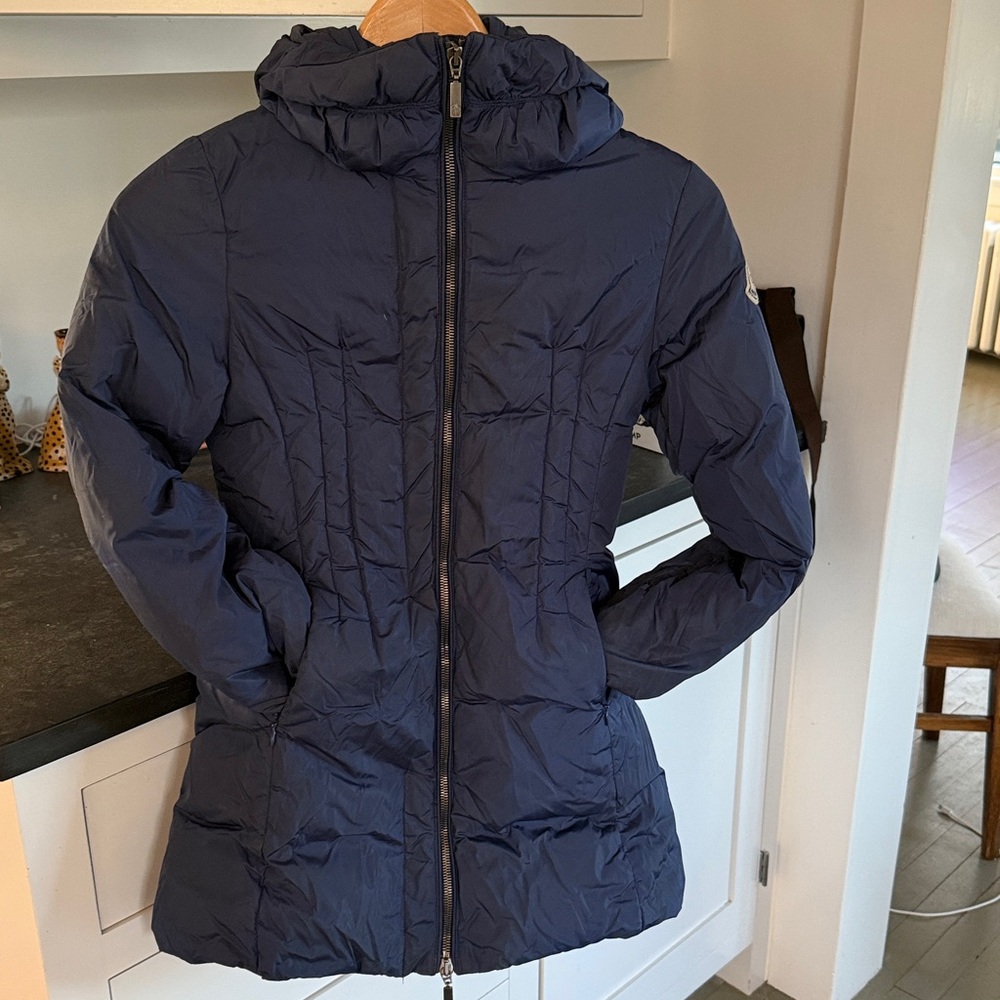 Authentic Moncler Girls Navy Blue Puffer Hooded Jacket Coat - 10Y Super Warm